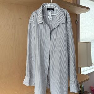 Able Blue and White Striped Button-Up Shirt